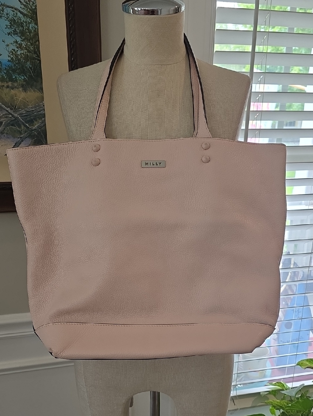 Milly Pale Pink Pebbled Leather Tote